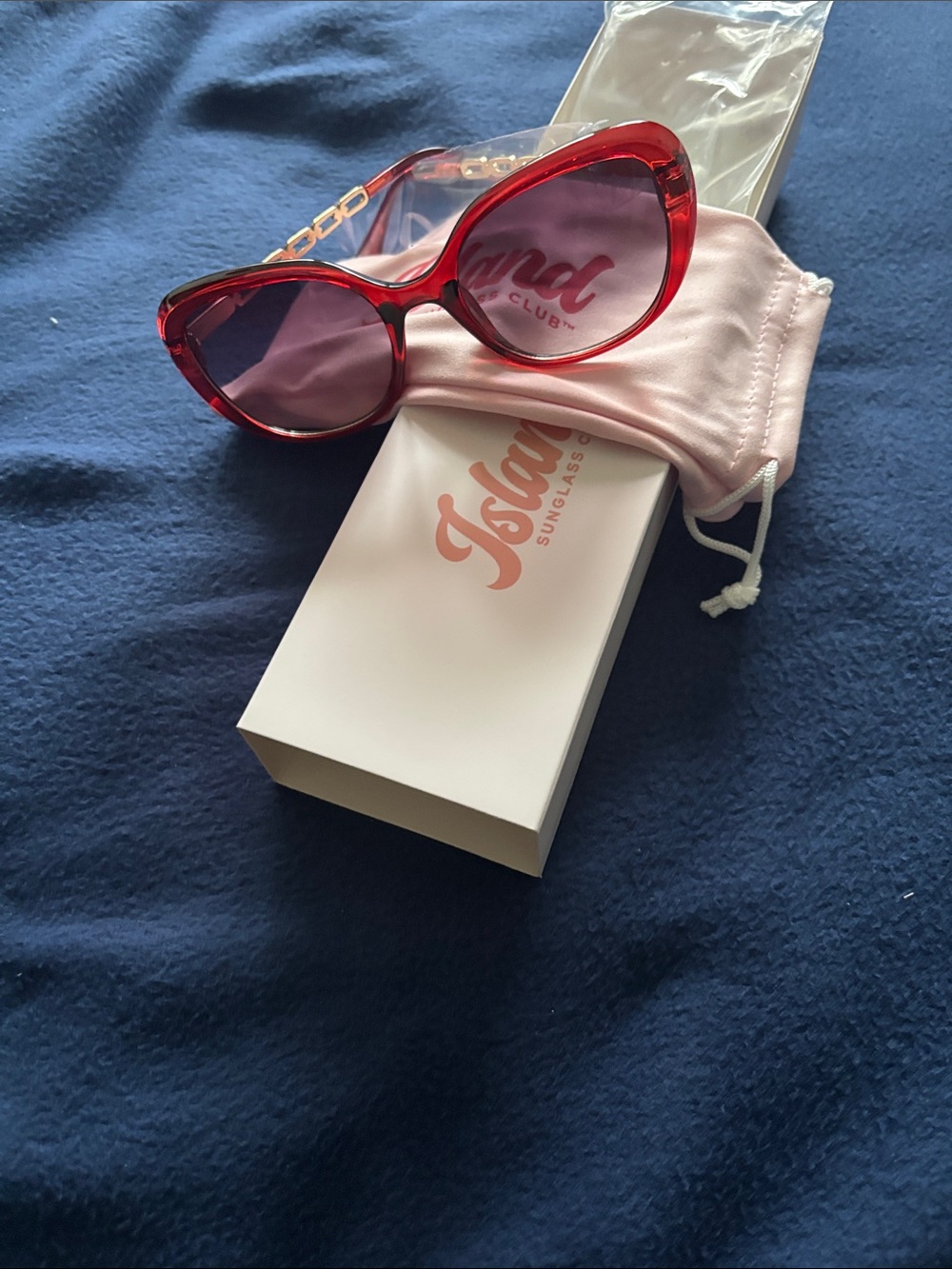 Class Club Red Cat-Eye Sunglasses with Purple Tint